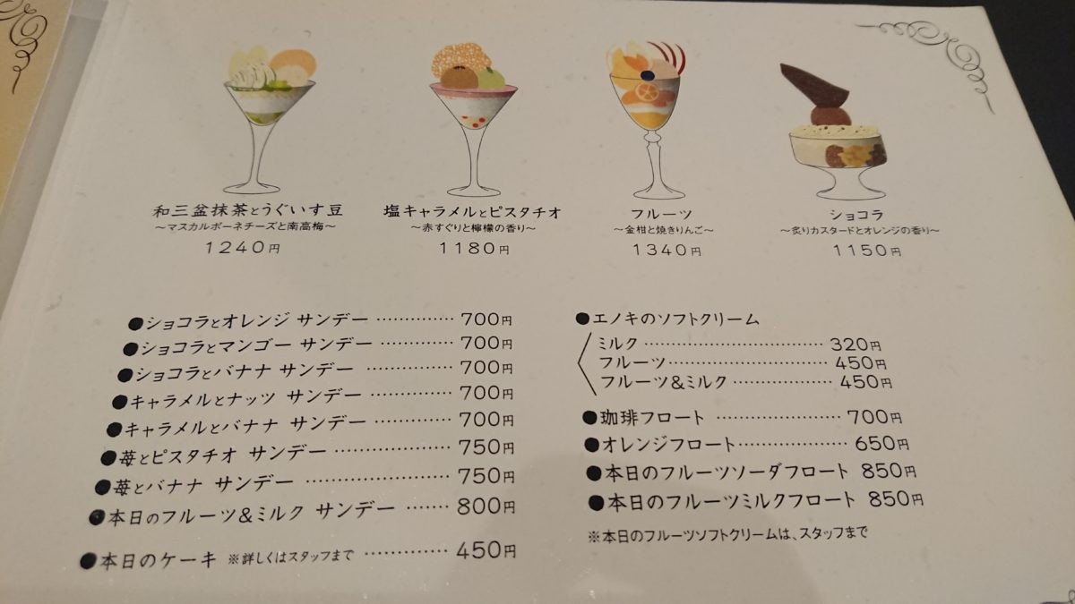 パーラーエノキのメニュー1