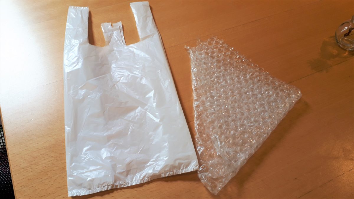 タピ土器のお持ち帰り用緩衝材と袋