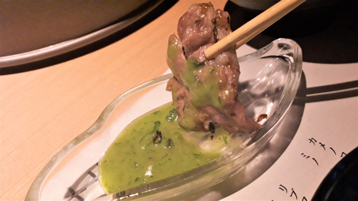 焼き肉コース六段の3段目ネギだれ