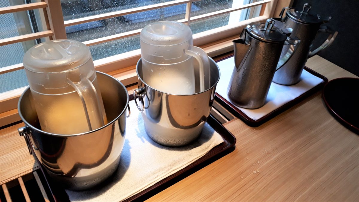 旅籠屋定山渓商店の朝食ドリンク